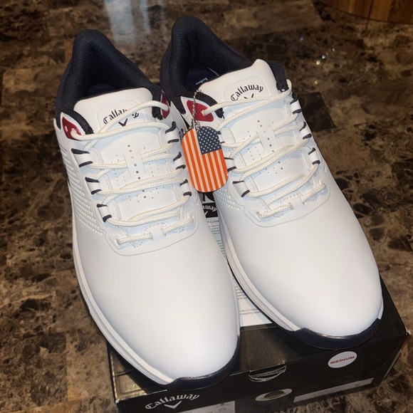 Callaway Men’s Coronado V4 Red/White/blue Golf Shoe - Picture 1 of 8